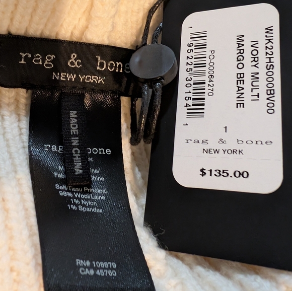Rag & Bone Margo Logo 98% Wool Beanie New With Tags ❤️
